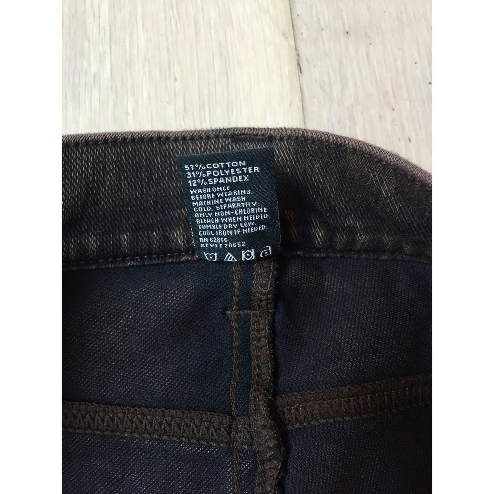 HUE Espresso Brown Faded Denim Leggings Jeggings Small Style 20652 High Rise - Picture 4 of 8